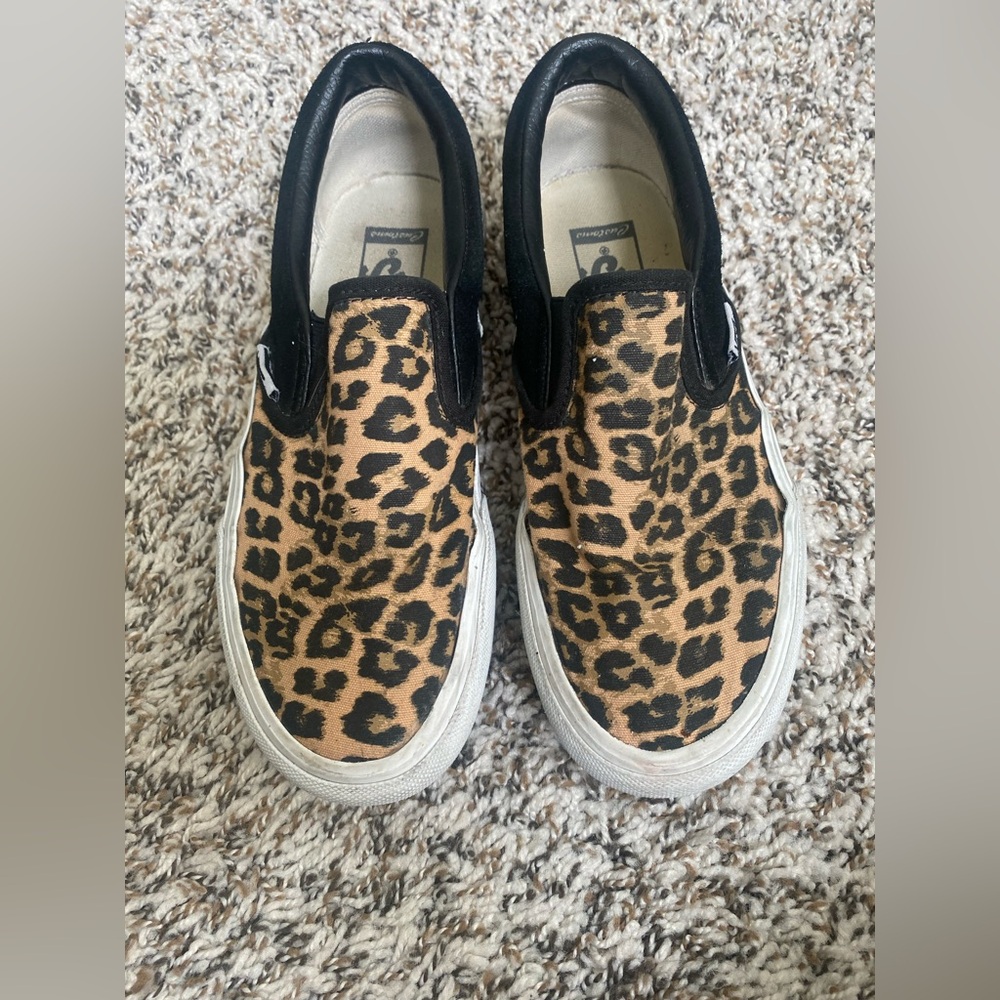 Vans Black and Brown Leopard and suede Platform Shoes